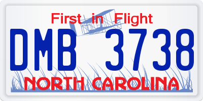 NC license plate DMB3738