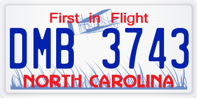 NC license plate DMB3743