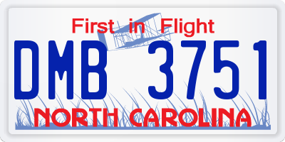 NC license plate DMB3751