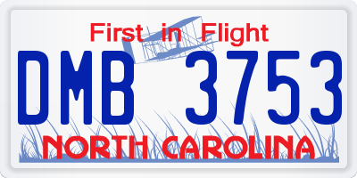 NC license plate DMB3753