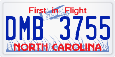 NC license plate DMB3755
