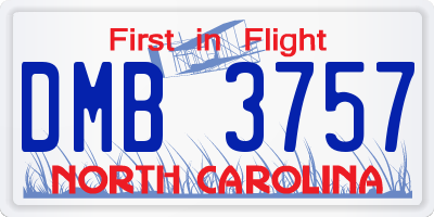 NC license plate DMB3757