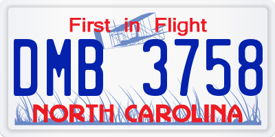 NC license plate DMB3758