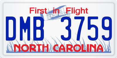 NC license plate DMB3759