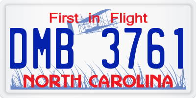 NC license plate DMB3761