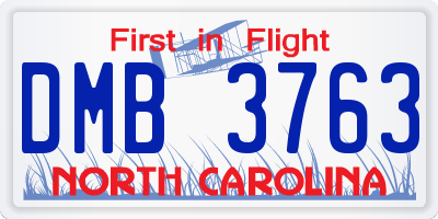 NC license plate DMB3763