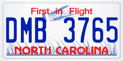 NC license plate DMB3765
