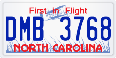 NC license plate DMB3768