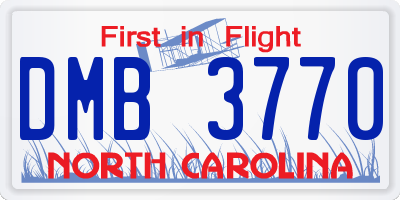NC license plate DMB3770