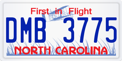 NC license plate DMB3775