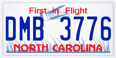 NC license plate DMB3776