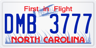 NC license plate DMB3777