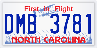 NC license plate DMB3781