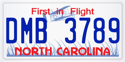 NC license plate DMB3789