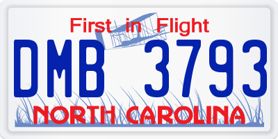NC license plate DMB3793