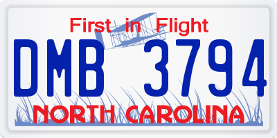 NC license plate DMB3794