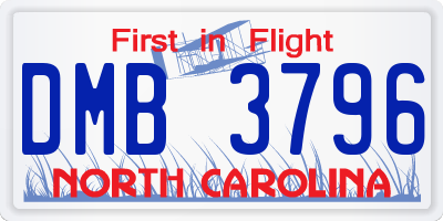 NC license plate DMB3796