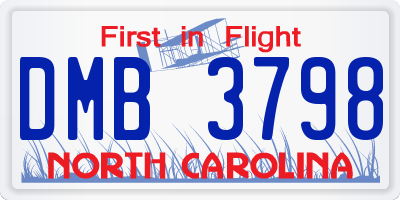 NC license plate DMB3798