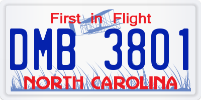 NC license plate DMB3801