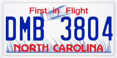 NC license plate DMB3804