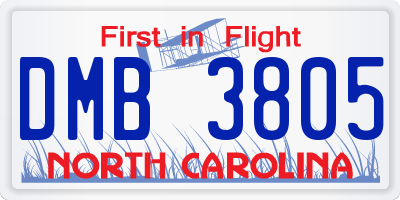 NC license plate DMB3805