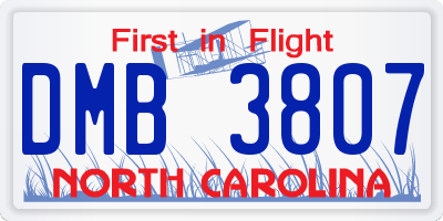 NC license plate DMB3807