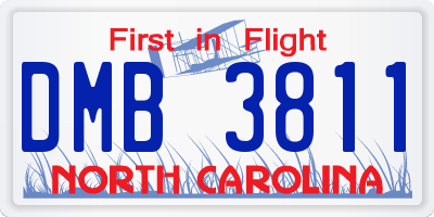 NC license plate DMB3811