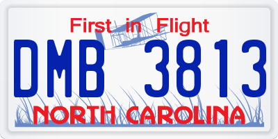 NC license plate DMB3813