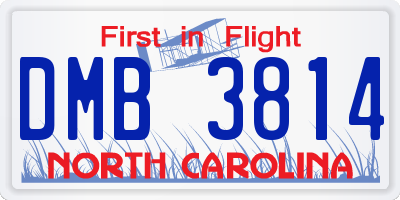 NC license plate DMB3814