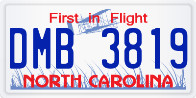 NC license plate DMB3819