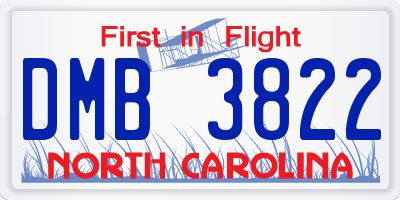 NC license plate DMB3822