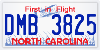 NC license plate DMB3825