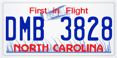 NC license plate DMB3828