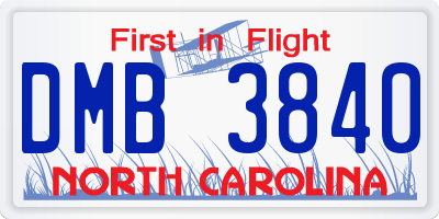 NC license plate DMB3840