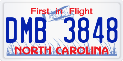 NC license plate DMB3848