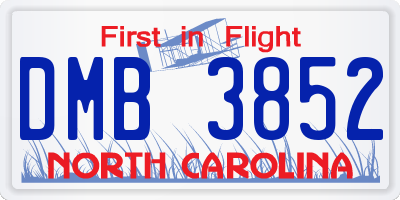 NC license plate DMB3852