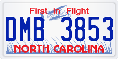 NC license plate DMB3853