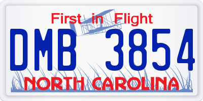 NC license plate DMB3854