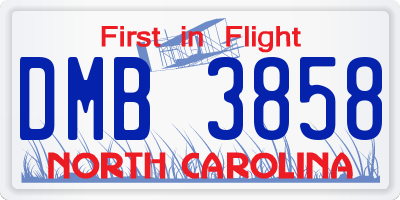 NC license plate DMB3858