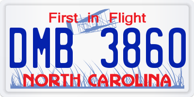 NC license plate DMB3860