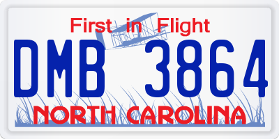 NC license plate DMB3864