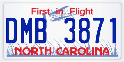 NC license plate DMB3871