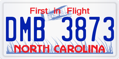 NC license plate DMB3873