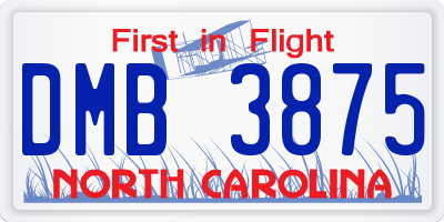 NC license plate DMB3875