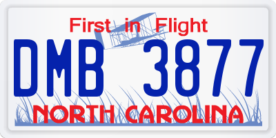 NC license plate DMB3877
