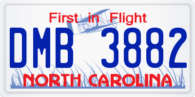 NC license plate DMB3882