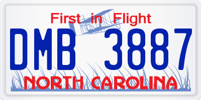 NC license plate DMB3887