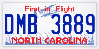 NC license plate DMB3889
