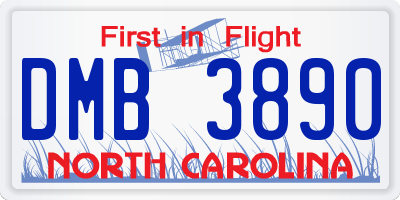 NC license plate DMB3890