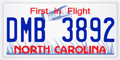 NC license plate DMB3892